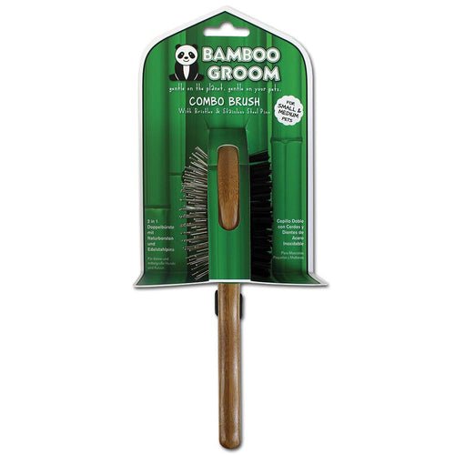 Bamboo groom oval bristle brush small medium pets