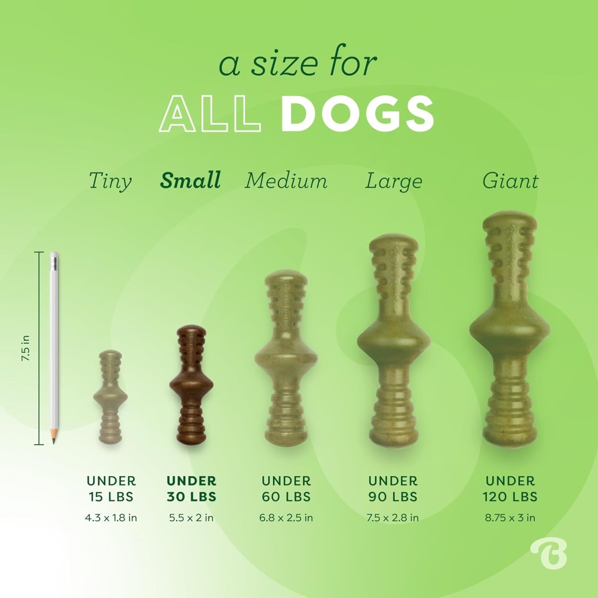 Benebone Zaggler Rolling Dog Chew Toy for Aggressive Chewers, Real Bacon, Made in USA, Small - dental dog chew - 854111004064