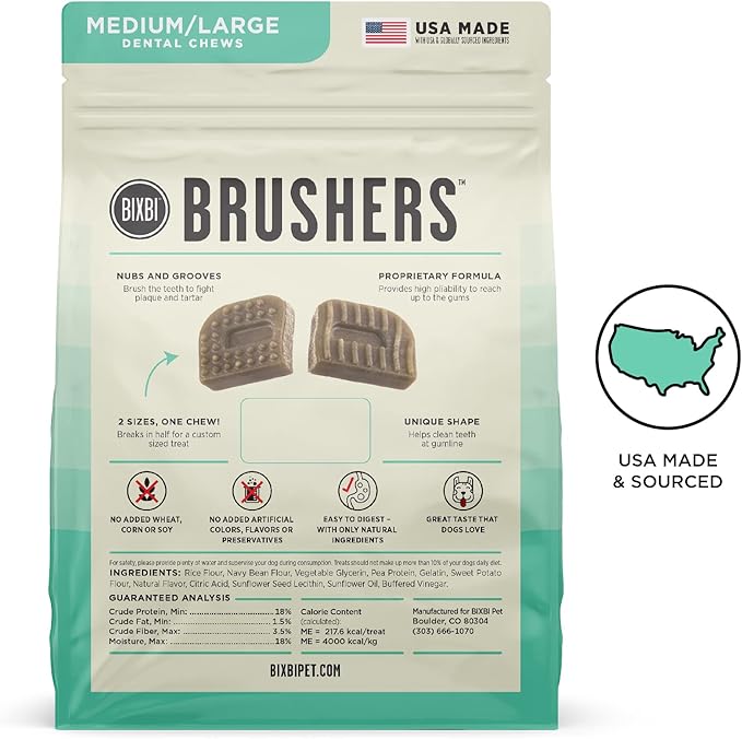 Bixbi Brushers medium large dental dog treats 30ct