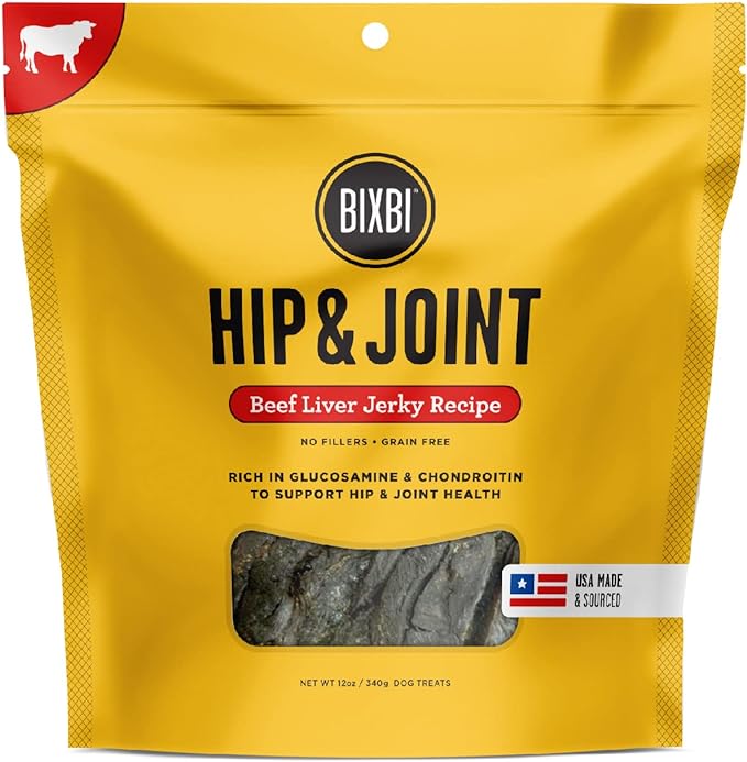 Bixbi hip & joint beef lung jerky recipe dog jerky treats 12oz