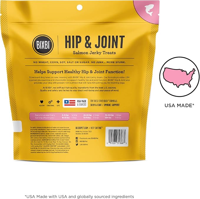 Bixbi hip & joint salmon jerky treats jerky dog treats 10oz