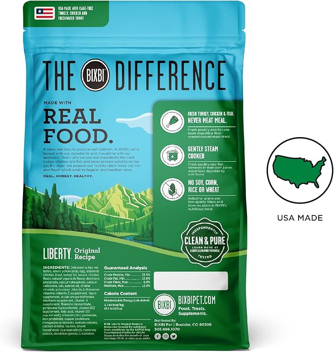 Bixbi liberty grain free dog food chicken Turkey & fish meal 4lbs
