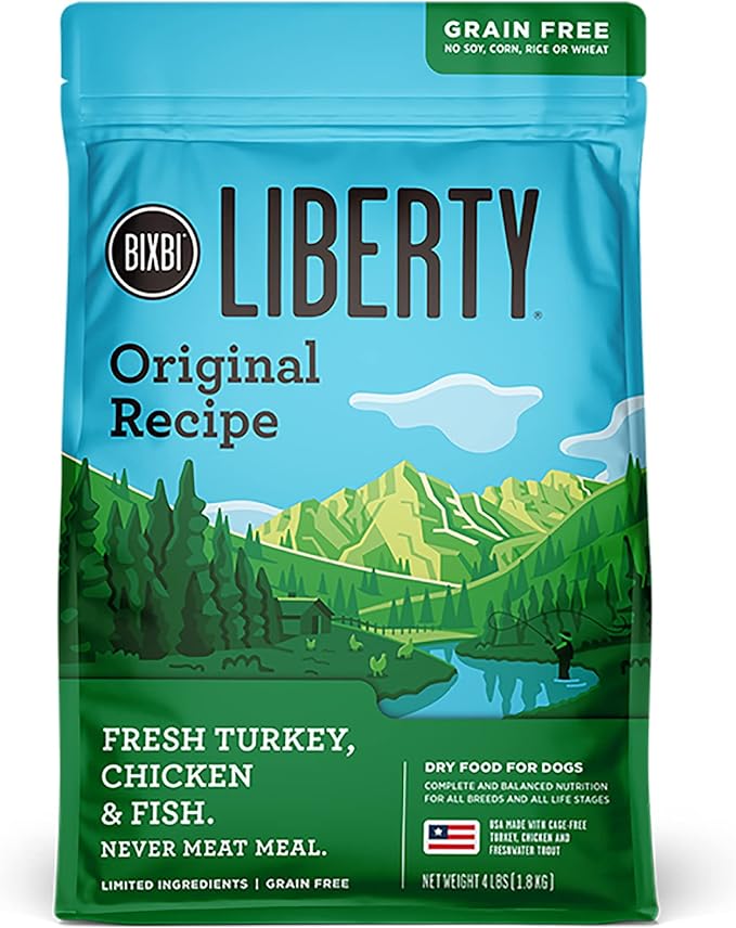 Bixbi liberty grain free dog food chicken Turkey & fish meal 4lbs