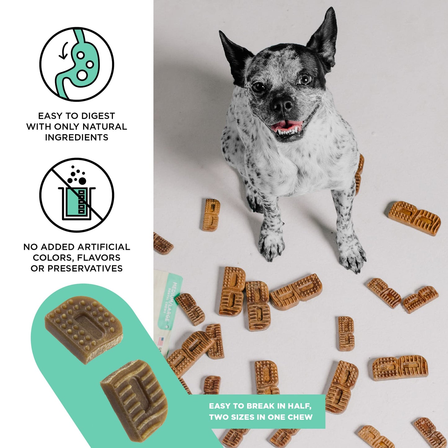 BIXBI Natural Dog Dental Care Chews Oral Health Dog Treats, for Mini/Small Size Dogs, 30 Treat Pack