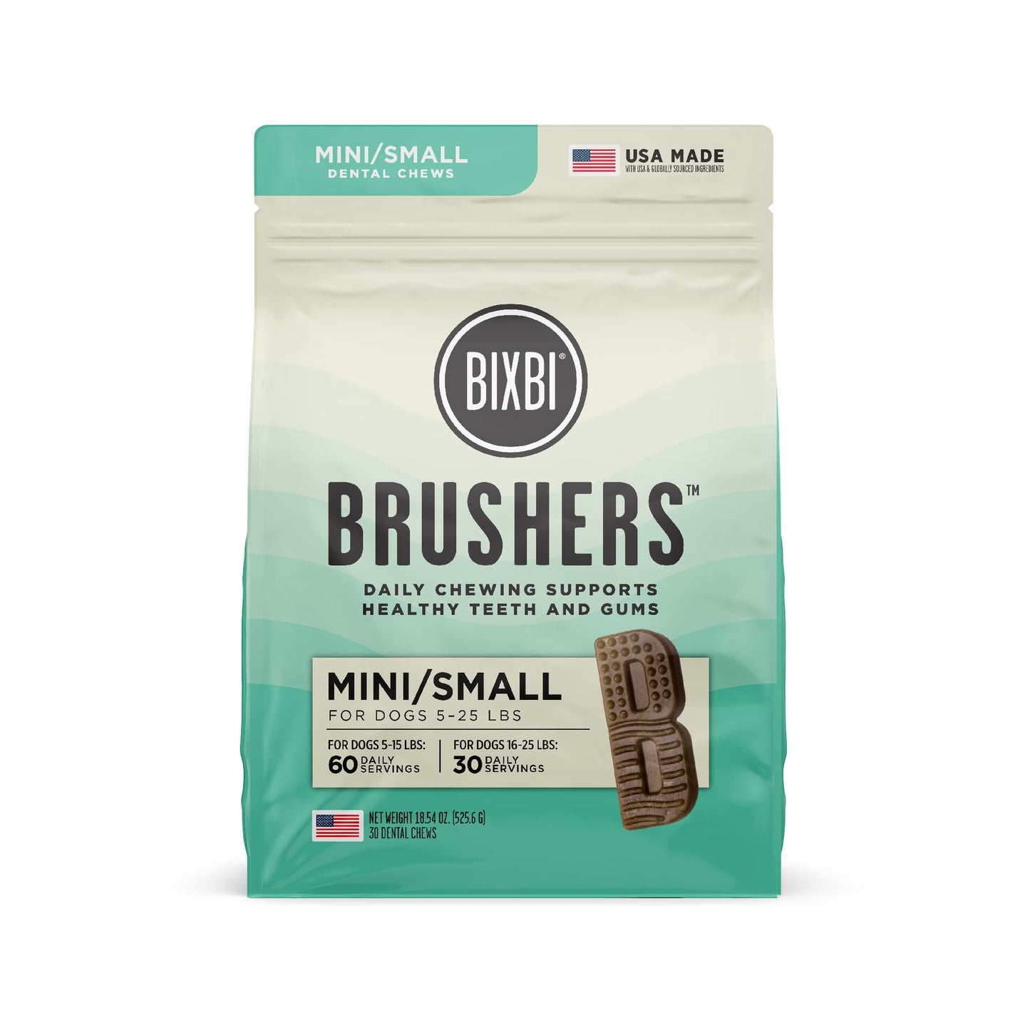 BIXBI Natural Dog Dental Care Chews Oral Health Dog Treats, for Mini/Small Size Dogs, 30 Treat Pack