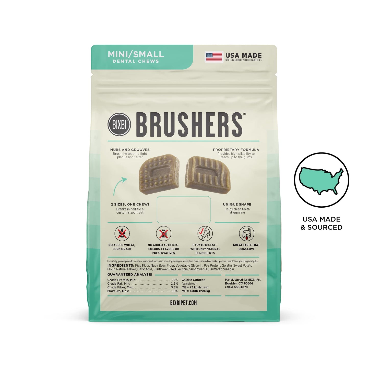 BIXBI Natural Dog Dental Care Chews Oral Health Dog Treats, for Mini/Small Size Dogs, 30 Treat Pack