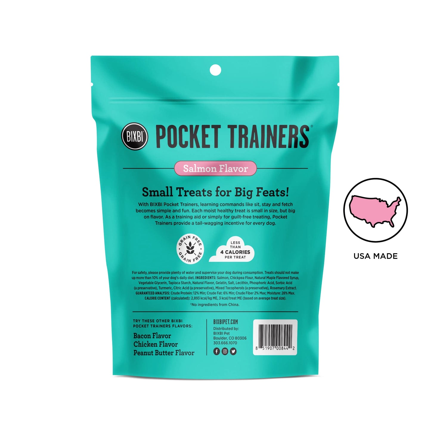 Bixbi Pocket Trainers, Salmon (6 Oz, 1 Pouch) - Small Training Treats For Dogs - Low Calorie And Grain Free Dog Treats, Flavorful Pocket Size Healthy And All Natural Dog Treats