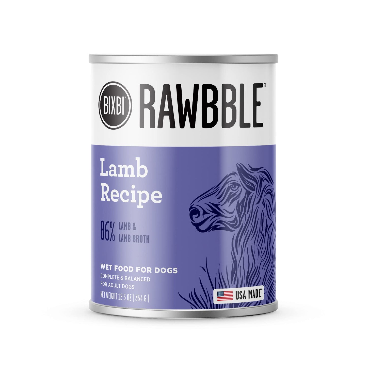 BIXBI Rawbble Grain - Free Canned Wet Dog Food, Lamb Recipe, 12.5 oz. Cans (Pack of 12)