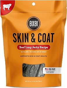 Bixbi skin & coat beef liver jerky recipe 5oz pouch