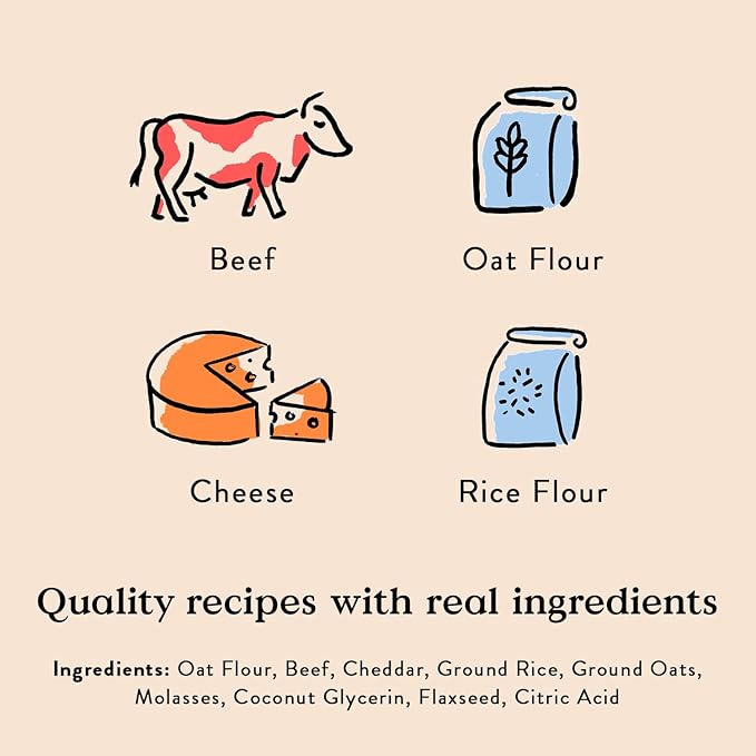 Bocce's Bakery Say Moo Beef & Cheddar Training Bites Dog Treats, 6 - oz bag