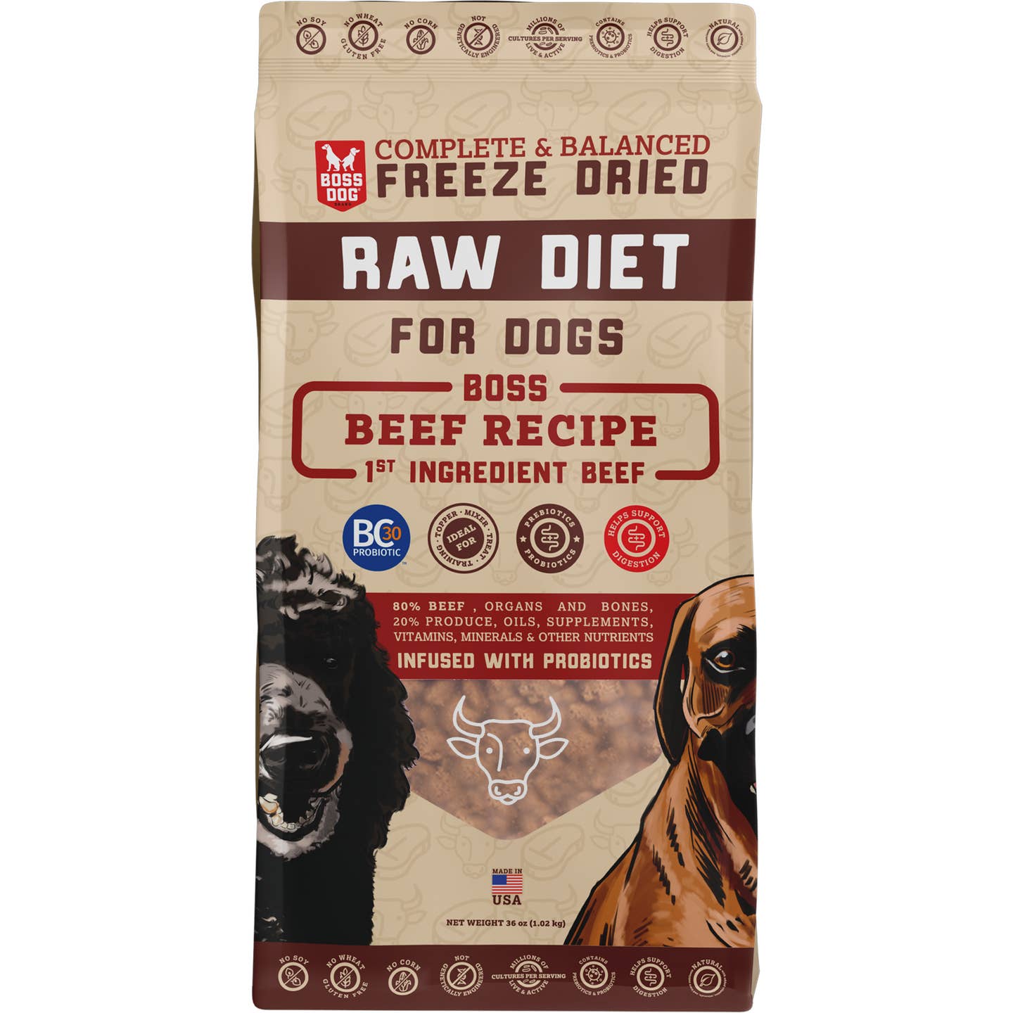 Boss dog freeze dried beef 36oz