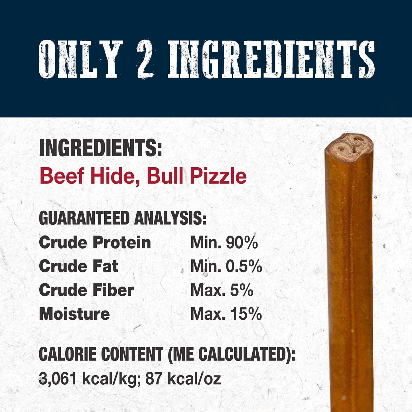 Cadet Bully Hide Sticks for Small Dogs, All - Natural Beef Pizzle, Limited - Ingredient Long - Lasting Dog Chews for Aggressive Chewers, 4 Count