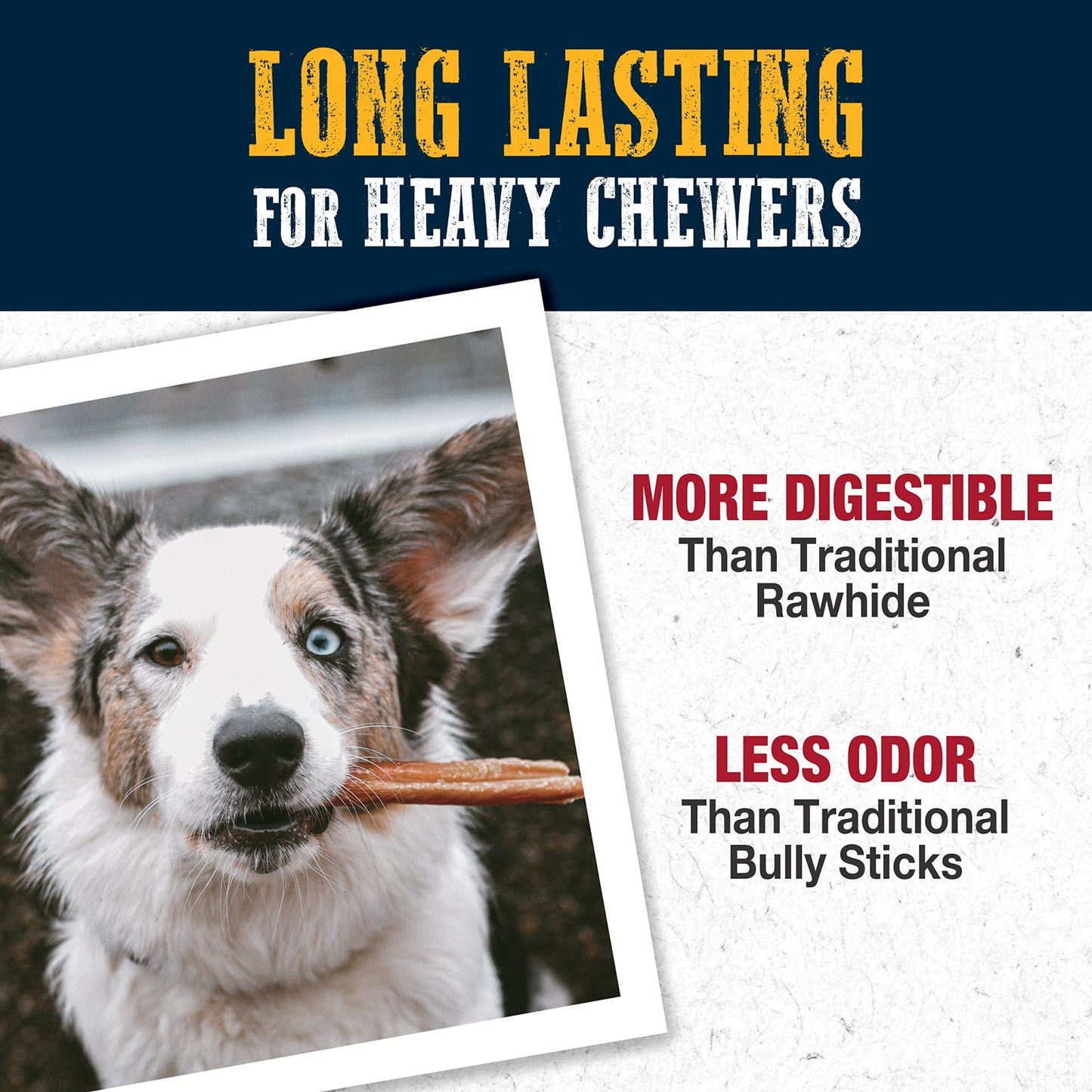 Cadet Bully Hide Sticks for Small Dogs, All - Natural Beef Pizzle, Limited - Ingredient Long - Lasting Dog Chews for Aggressive Chewers, 4 Count