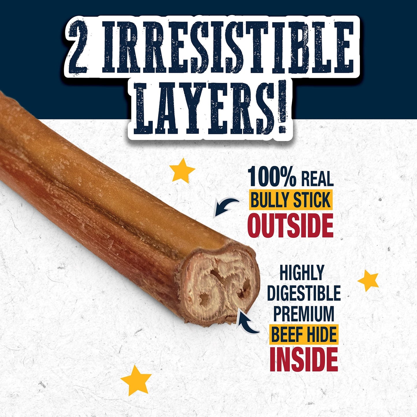Cadet Bully Hide Sticks for Small Dogs, All - Natural Beef Pizzle, Limited - Ingredient Long - Lasting Dog Chews for Aggressive Chewers, 4 Count
