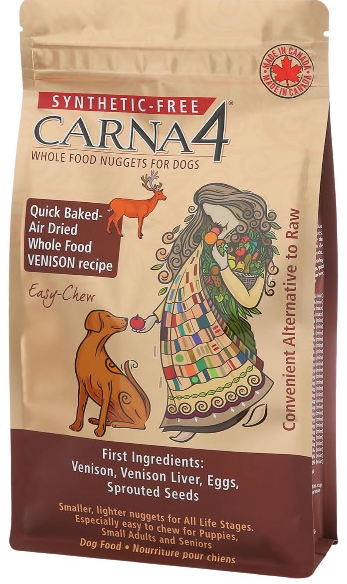 CARNA4 All Life Stages Easy Chew Venison Formula Dry Dog Food (2.2 Pound, Venison)
