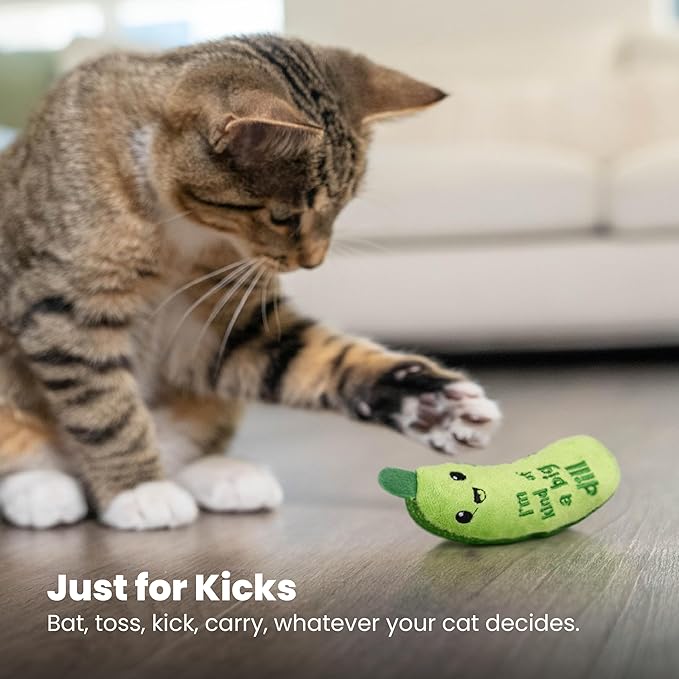 Cat stages crunchy pickles kicker pickle cat toy