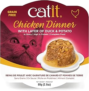 Catit chicken dinner with layer of duck and potato