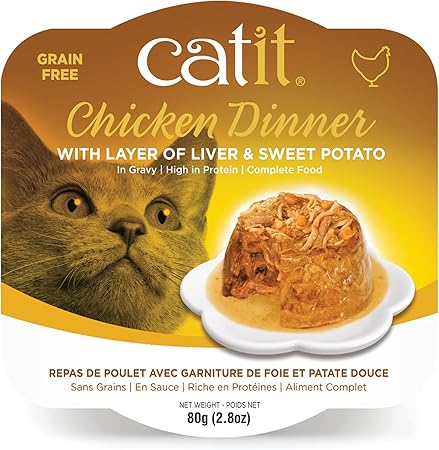Catit chicken dinner with layer of liver and sweet potato