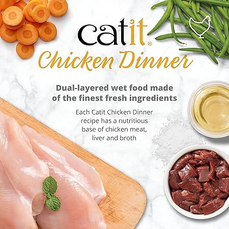 Catit chicken dinner with layer of liver and sweet potato