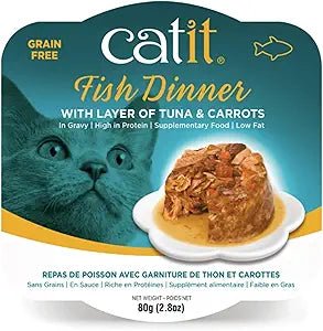 Catit fish dinner with layer of tuna and carrots