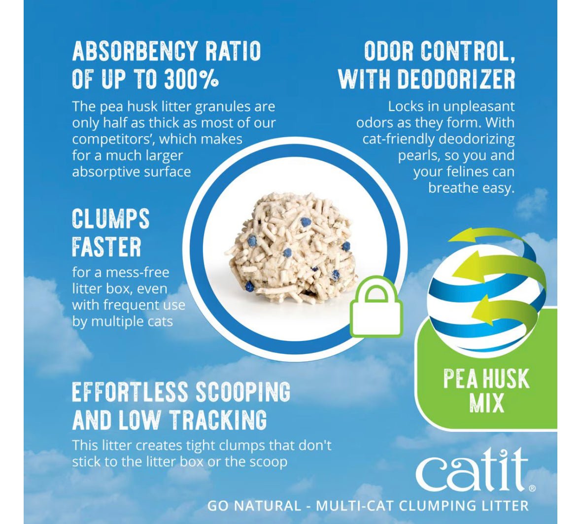 Catit Go Natural Multi Cat Vanilla Scented Pea Husk Clumping Cat Litter, 12.3 - lb box