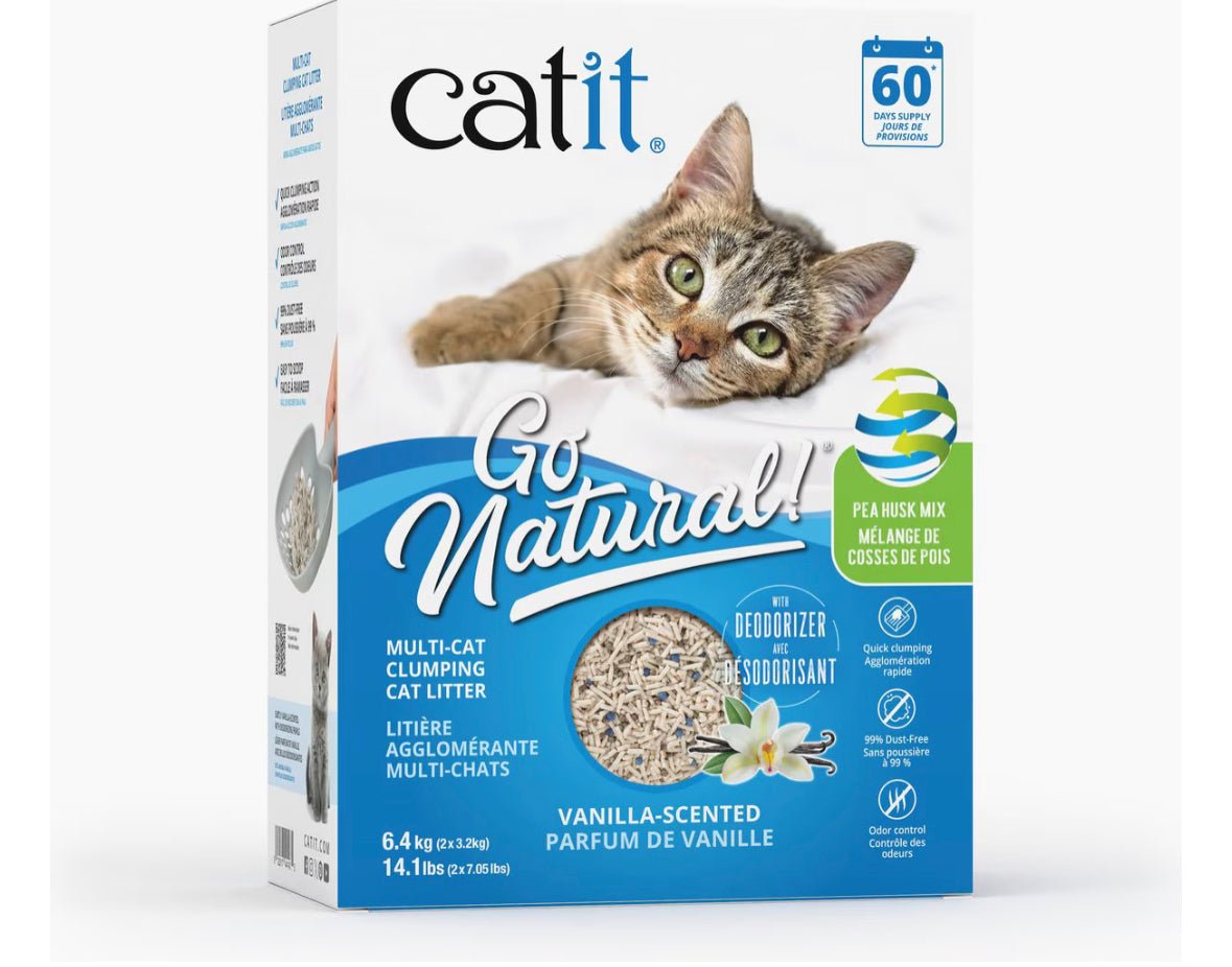 Catit Go Natural Multi Cat Vanilla Scented Pea Husk Clumping Cat Litter, 12.3 - lb box