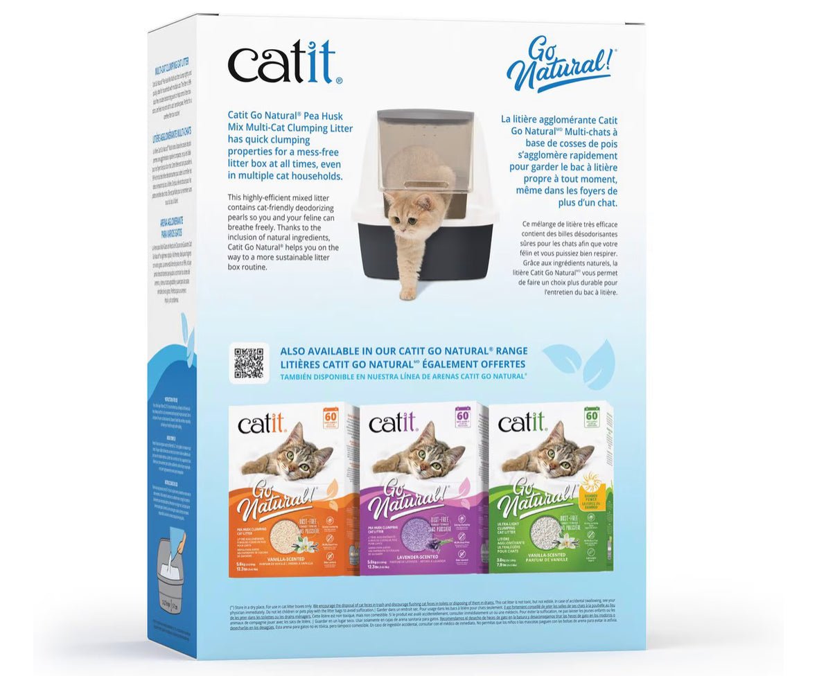 Catit Go Natural Multi Cat Vanilla Scented Pea Husk Clumping Cat Litter, 12.3 - lb box