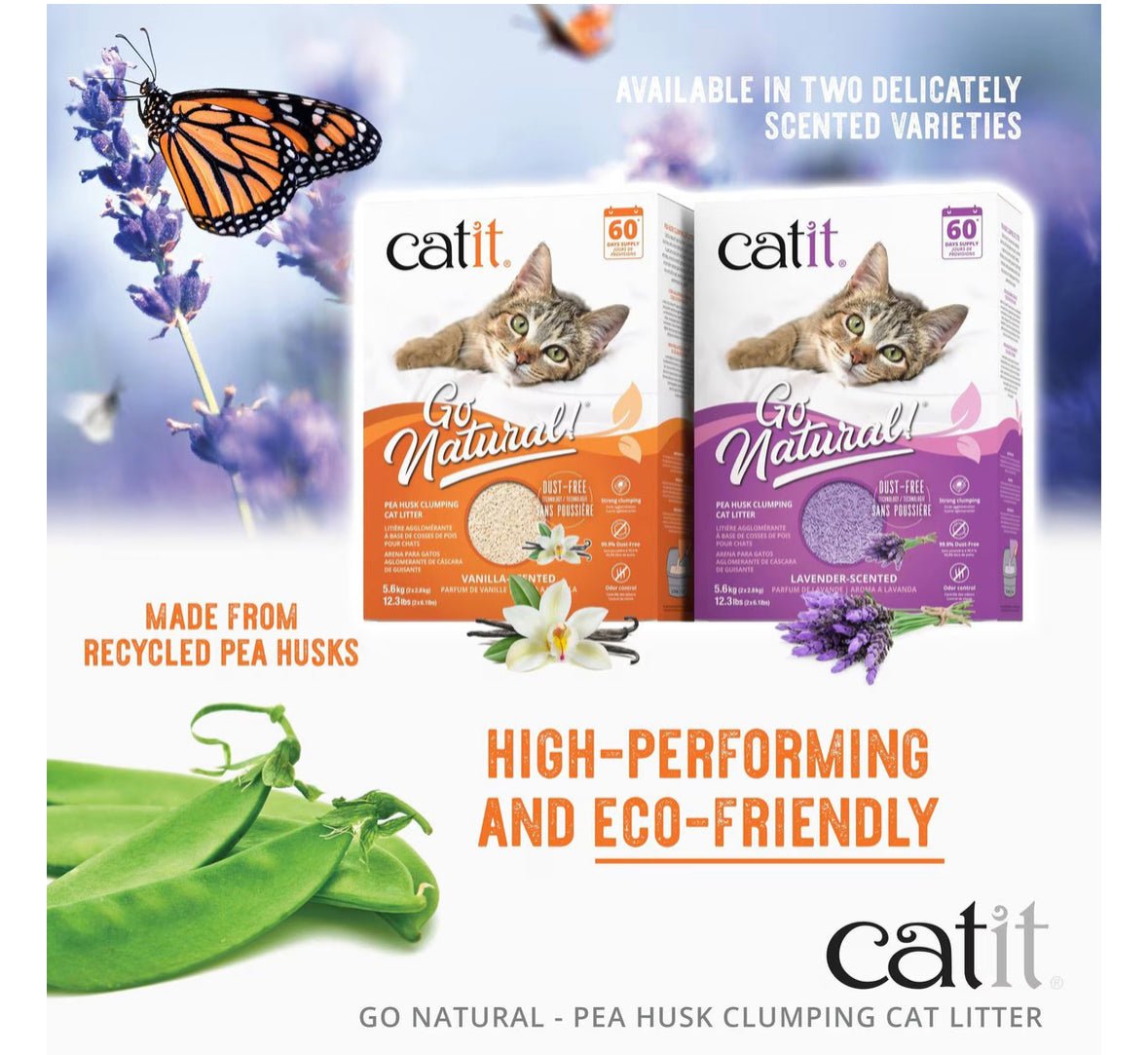 Catit Go Natural Pea Husk Clumping Cat Litter, Natural, 12.3 - lb box