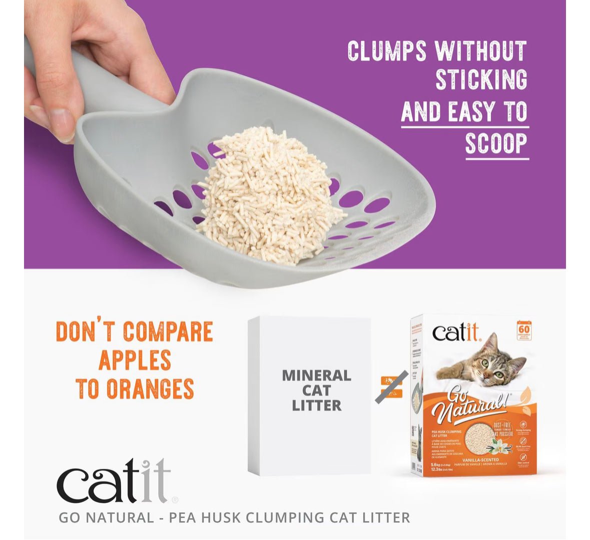 Catit Go Natural Pea Husk Clumping Cat Litter, Natural, 12.3 - lb box