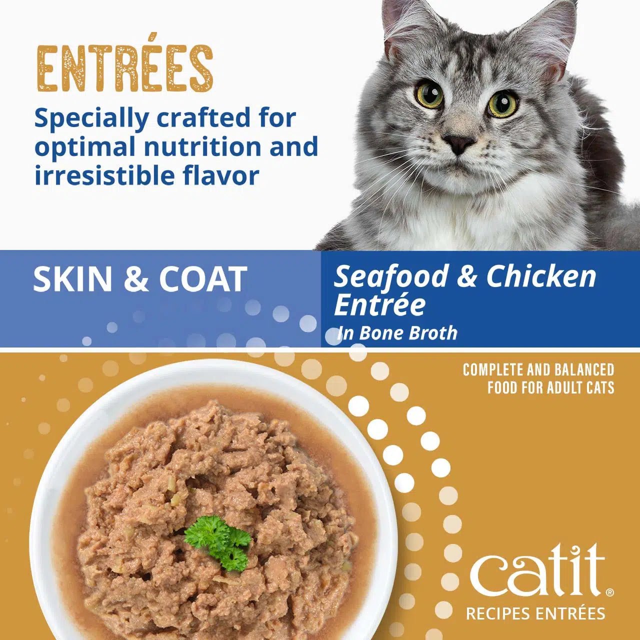 Catit skin and coat seafood and chicken entree 3oz