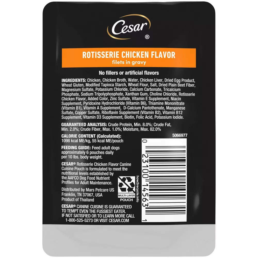 Cesar Pounch Rotisserie Chicken Flavor Wet Dog Food - 1.76 oz