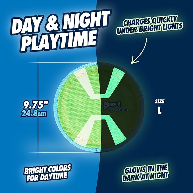 Chuckit paraflight max glow large frisbee disc dog toy