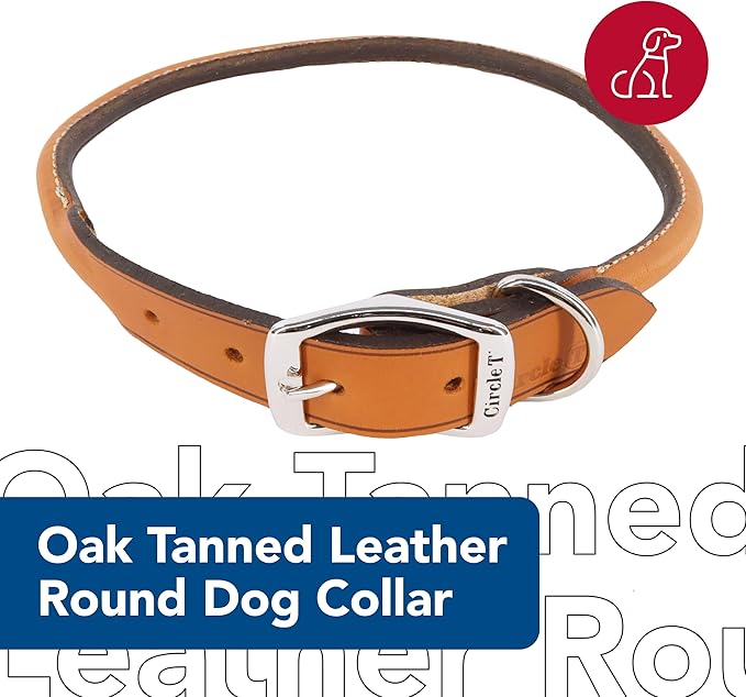 Circle T Oak Tanned Leather Round Dog Collar