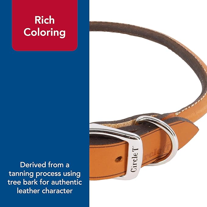 Circle T Oak Tanned Leather Round Dog Collar