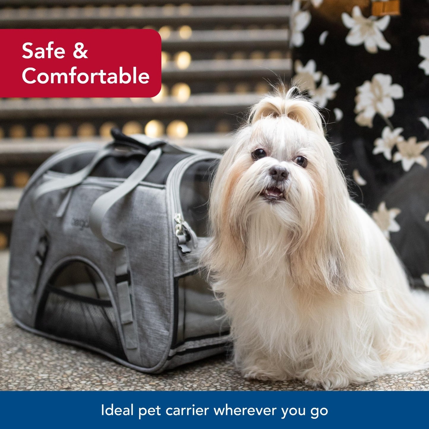 Coastal Pet Bergan Comfort Carrier - Safe and Comfortable for Dog & Cat Travel - Airline Friendly Soft and Breathable Carrier for Pet Owners - Heather Bermuda, 19" x 10" x 13"