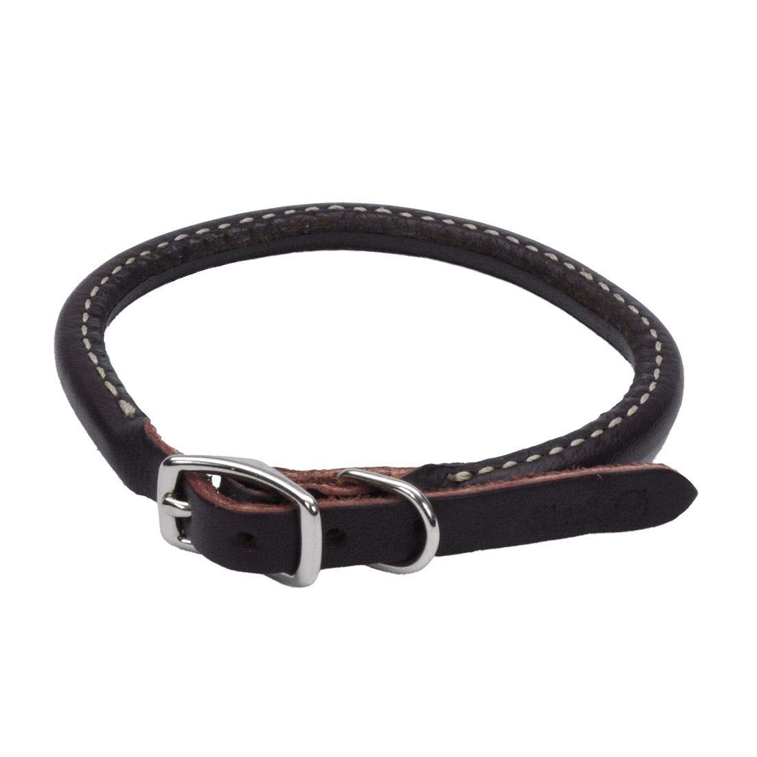 Coastal Pet Circle T Latigo Leather Round Dog Collar - Handcrafted Leather Pet Collar For Dogs - Comfortable Dog Collar For Dogs With Long Hair Or Sensitive Skin - 3/8" X 14"