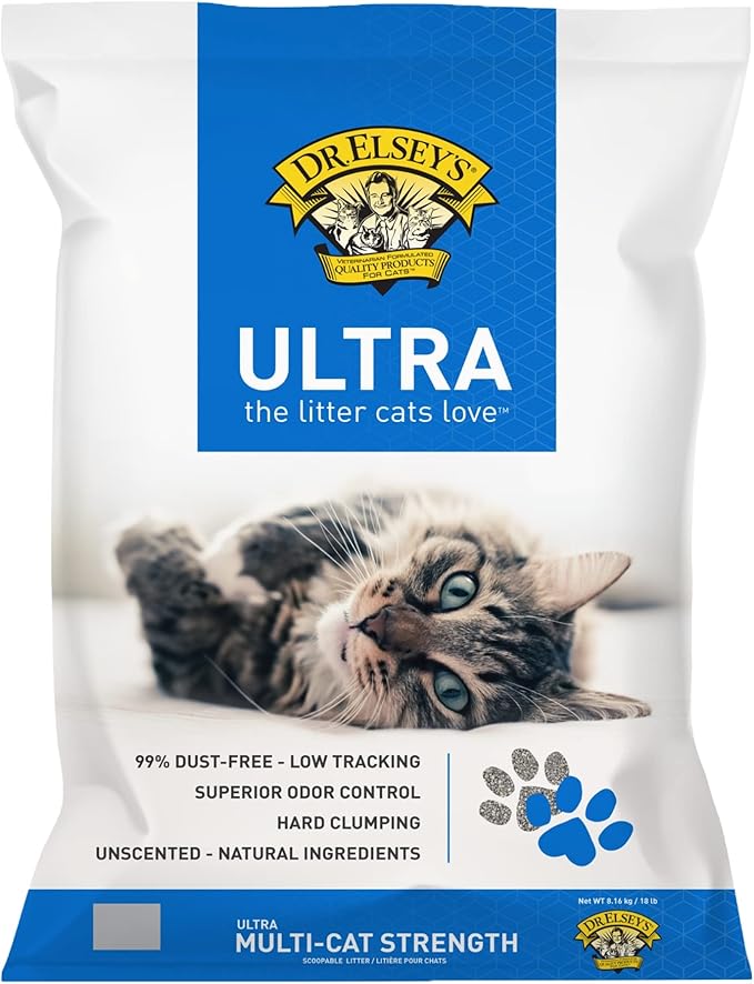 Dr. Elsey's Precious Cat Ultra Clumping Multi - Cat Clay Cat Litter - Unscented, Low Tracking 18lb bag