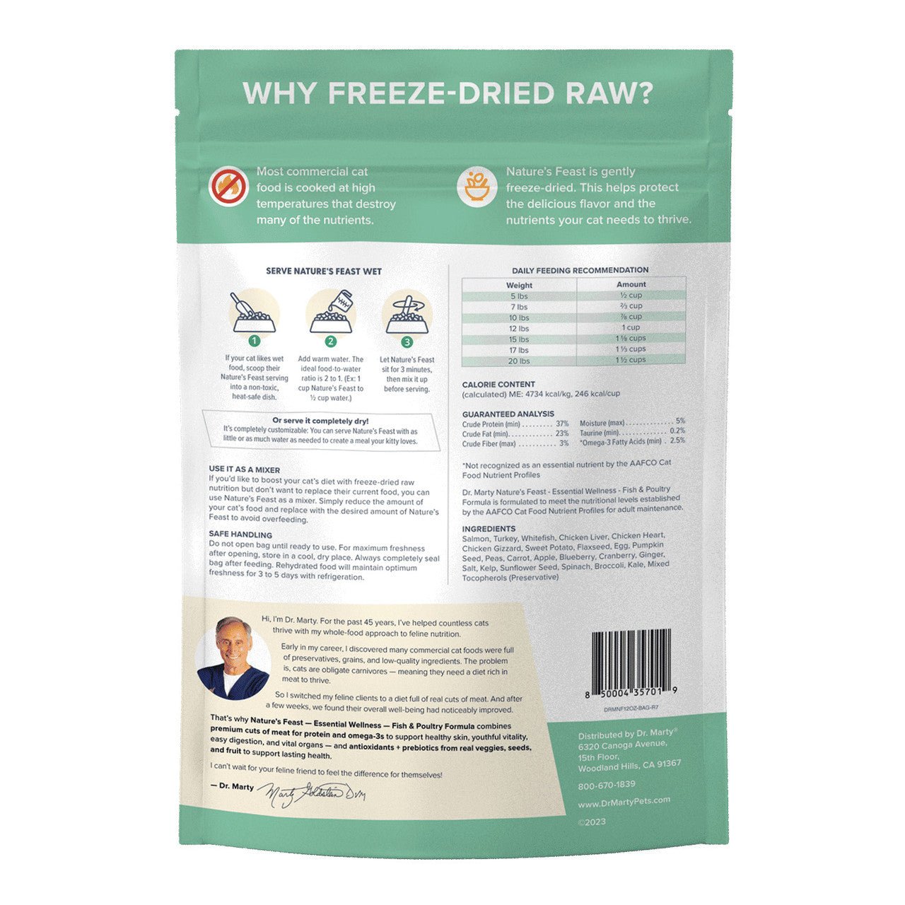 Dr. Marty Nature's Feast Essential Wellness Fish & Poultry Freeze - Dried Raw Cat Food - 12 oz