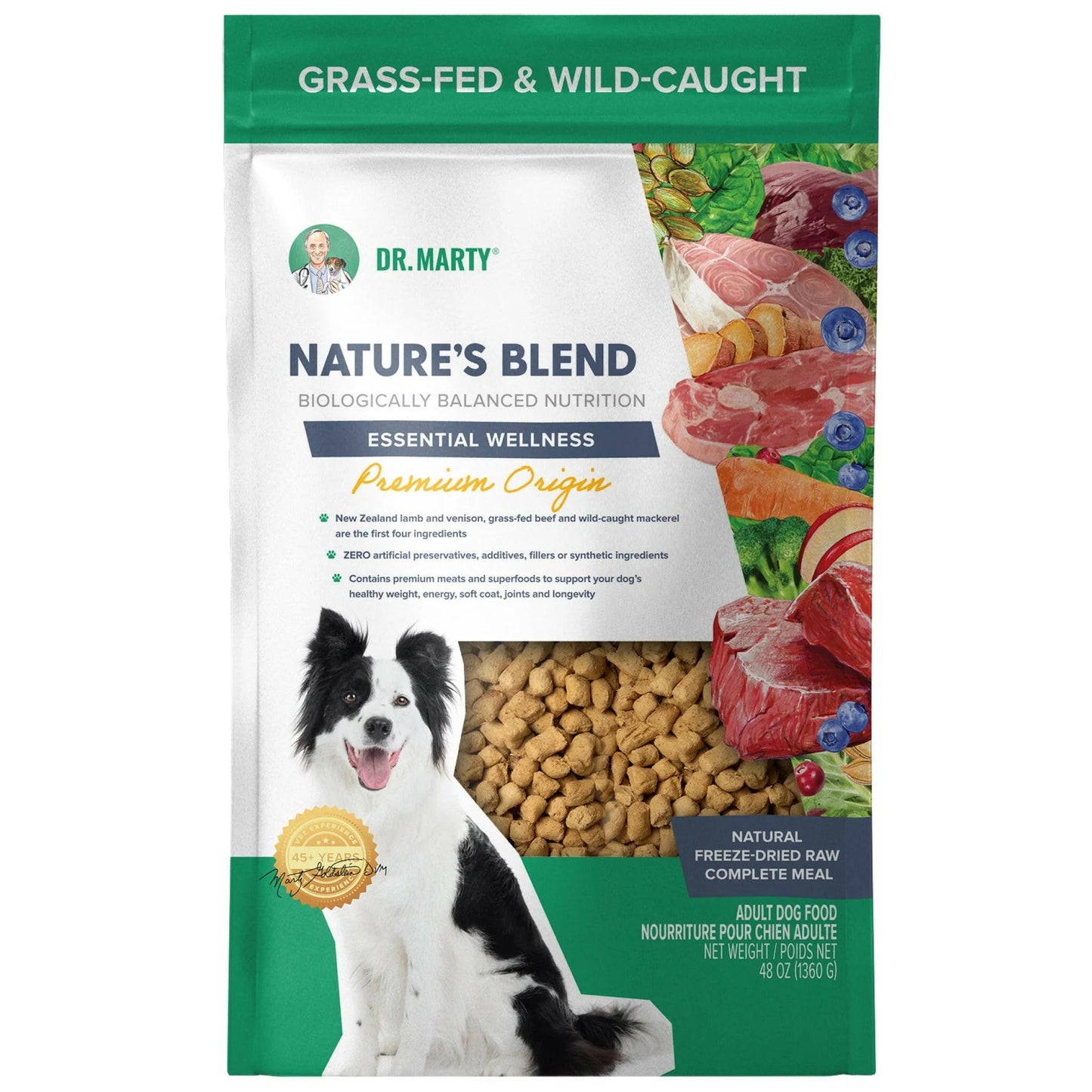 Dr Marty’s natures blend essential wellness premium Orijin 80oz freeze dried raw meal mixer treat topper dog