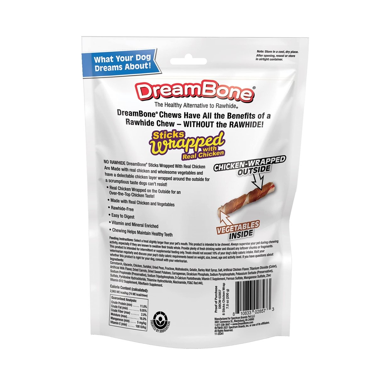 DreamBone Chicken - Wrapped Chews 8 Count, Rawhide - Free Chews for Dogs - large | 8 - count - 810833028573