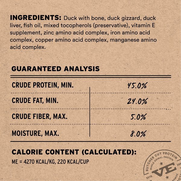 Duck entree freeze dried vitals essentials meal mixer dog food