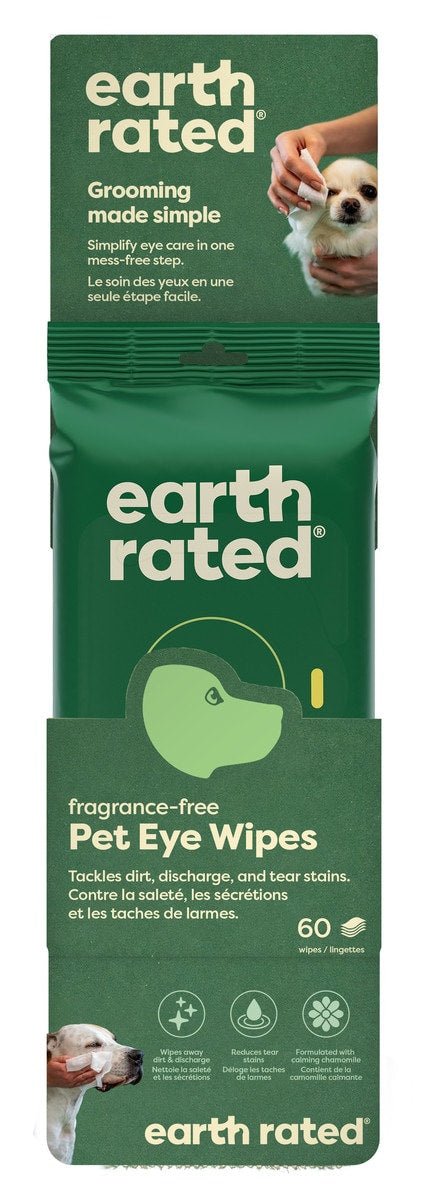 Earth rated fragrance free pet eye wipes 60ct