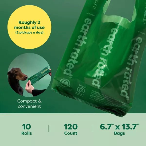 Earth rated lavender poop bags with handles 120 count