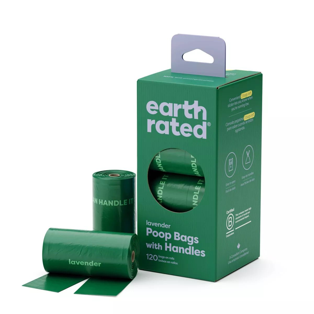 Earth rated lavender poop bags with handles 120 count