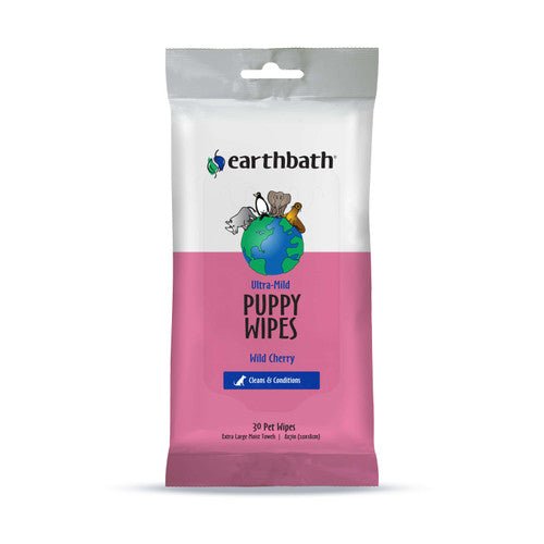 Earthbath ultra mild puppy wipes wild cherry 30ct