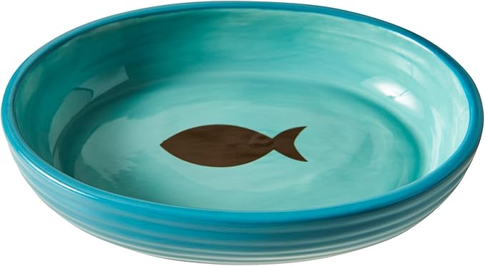 Elegance cat dish aqua oval 6’ cat bowl