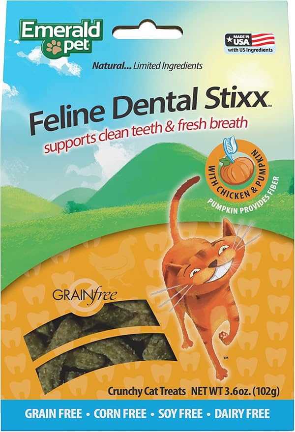 Emerald pet feline dental stixx chicken & pumpkin 3.6oz