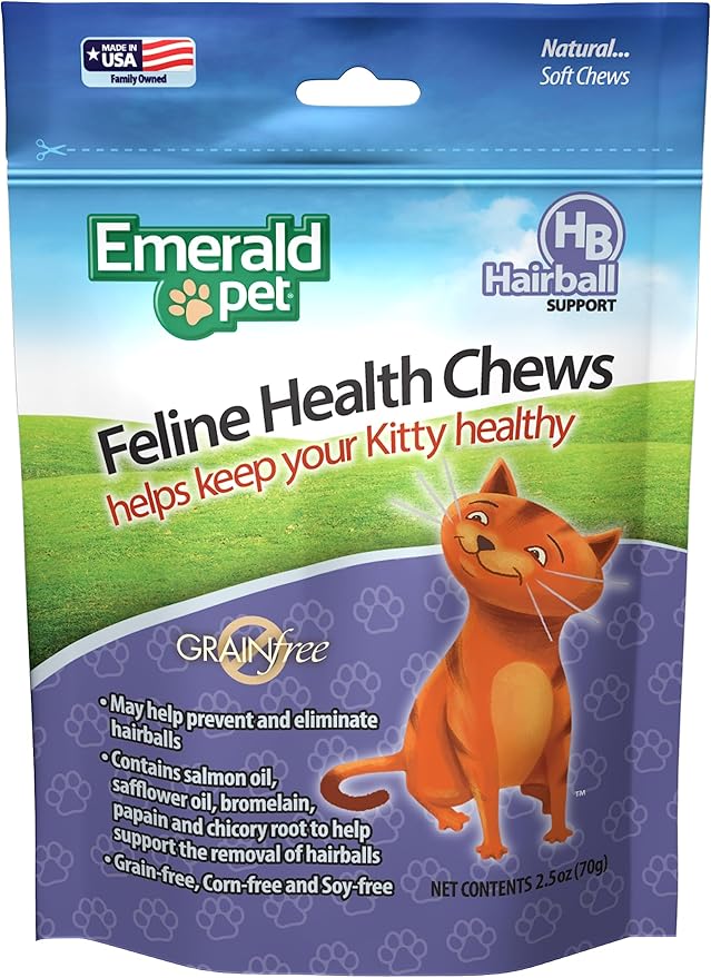 Emerald pet feline health chews - hairball 2.5 oz