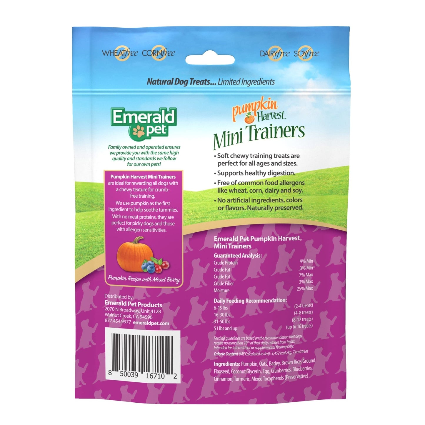 Emerald Pet Pumpkin Harvest Mini Trainers Pumpkin with Mixed Berry Chewy Dog Treats Made in The USA, Pumpkin with Mixed Berry 6oz (Mixed Berry Mini)
