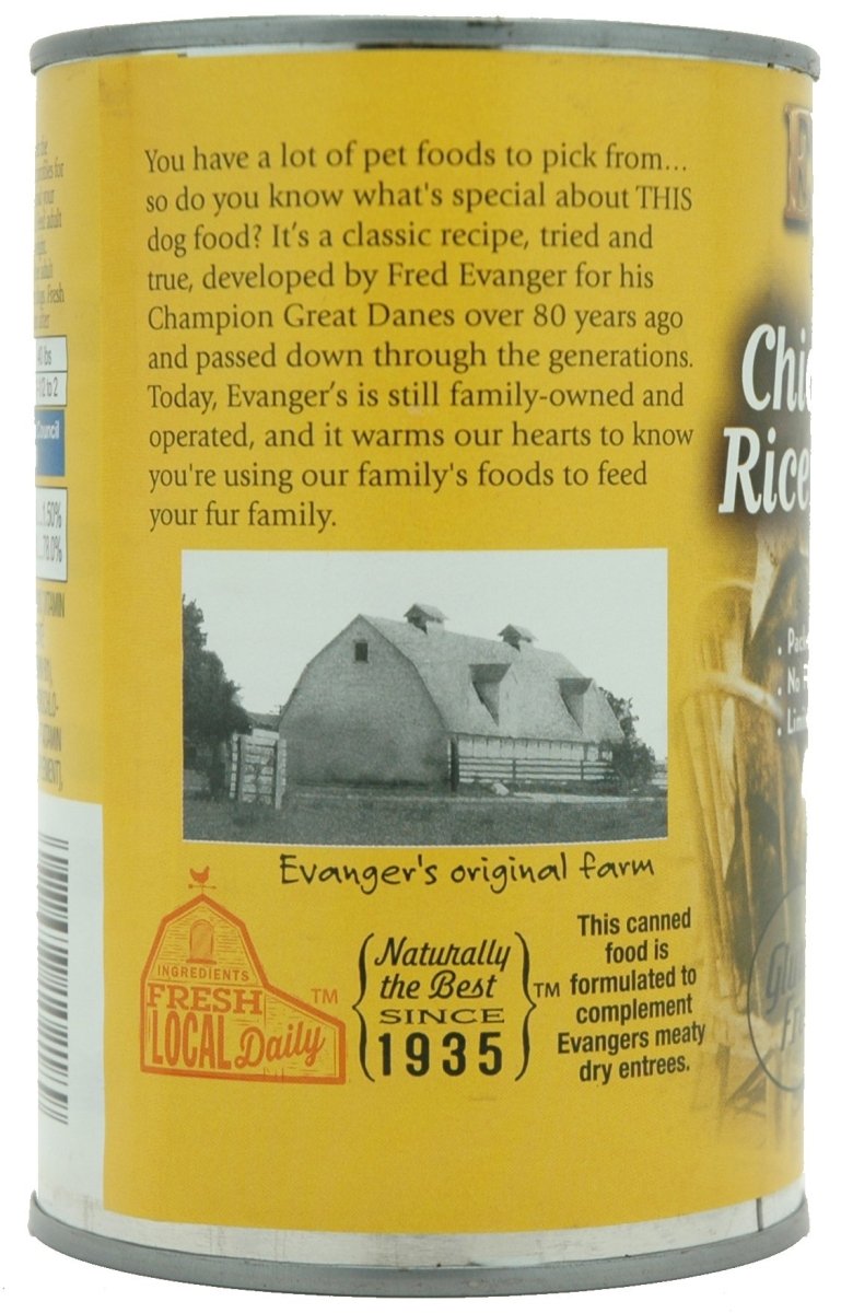 Evanger's Heritage Classics Chicken & Rice JUMBO for Dogs 20.2 oz Can - 077627102189
